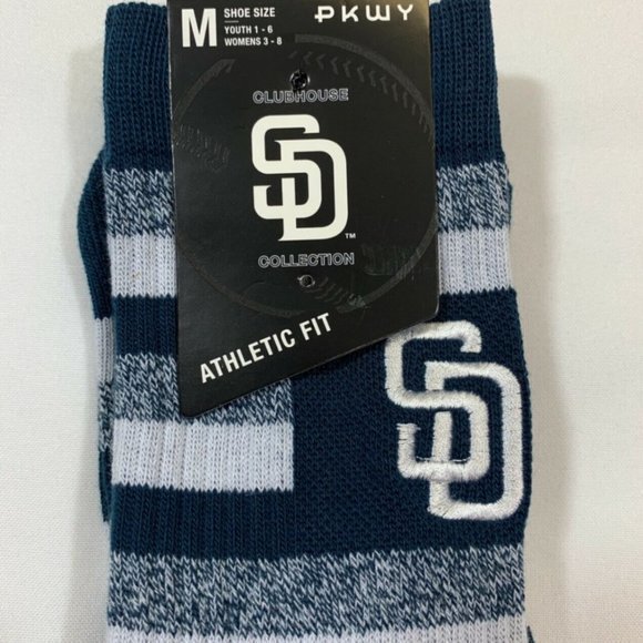 San Diego Padres PWKY Athletic Fit Socks Boy's Size M Navy Blue Tatis Machado - Picture 3 of 3